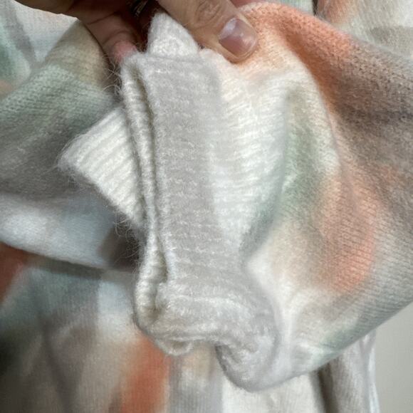 Pol Autumn Dreams Tie Dye Sweater Ivory Green Peach Tan Size M - Picture 4 of 10